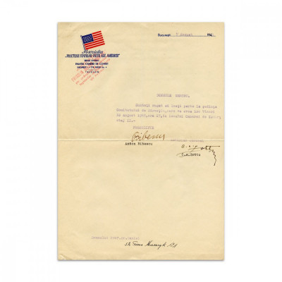 Asociația Prietenii Statelor Unite ale Americii, proces verbal + invitație, 1945 foto