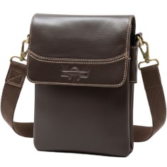 Borseta De umar Neagra Slim pentru Barbati din Piele Naturala, 23 cm x 18.5 x 4 cm