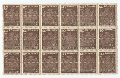 *Romania, lot 566 cu 18 timbre fiscale pt. impozite, bloc, 1944, MNH foto
