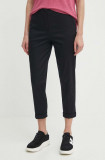 Sisley pantaloni femei, culoarea negru, fason tigareta, high waist