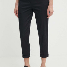 Sisley pantaloni femei, culoarea negru, fason tigareta, high waist