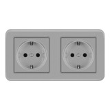 Cumpara ieftin Priza Dubla De Perete Incastrata Techstar&reg; TS-PC, 110-250V, 16A, Ignifuga, 80x151mm, Gri, 2