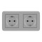 Priza Dubla De Perete Incastrata Techstar&reg; TS-PC, 110-250V, 16A, Ignifuga, 80x151mm, Gri