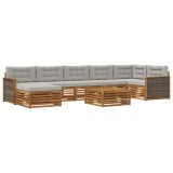 vidaXL Set de canapele de exterior 8 pcs Natural și gri deschis 3383649