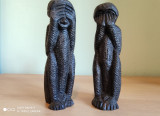 Arta africana, sculpturi lemn maimute intelepte -