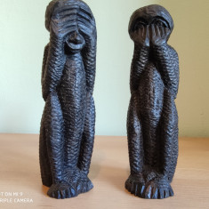 Arta africana, sculpturi lemn maimute intelepte -