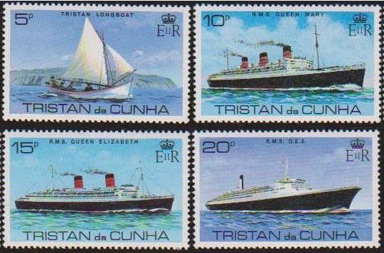 TRISTAN DA CUHNA - 1979 - VAPOR Queen Elizabeth - serie+bloc