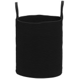 HOMCOM Coș pentru Rufe de 36L, Portabil și Pliabil cu M&acirc;nere, Coș de Rufe din Bumbac Natural, &Oslash;38x45 cm, Negru | Aosom Romania