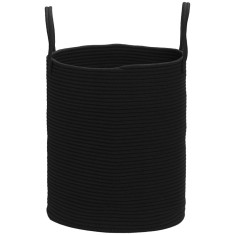 HOMCOM Coș pentru Rufe de 36L, Portabil și Pliabil cu M&acirc;nere, Coș de Rufe din Bumbac Natural, &Oslash;38x45 cm, Negru | Aosom Romania