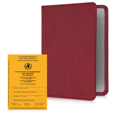 Husa pentru certificatul international de vaccinare si pasaport, Kwmobile, Rosu, Piele ecologica, 55402.09 foto