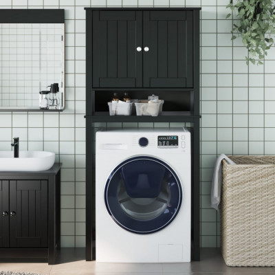 vidaXL Dulap mașină de spălat &amp;bdquo;BERG&amp;rdquo; negru 76x27x164,5 cm lemn masiv foto