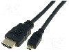 Cablu HDMI - HDMI, HDMI mufa, micro mufa HDMI, 1m, negru, ASSMANN - AK-330109-010-S