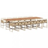 Cumpara ieftin Set mobilier de gradina cu perne, 13 piese, bej, poliratan