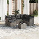 VidaXL Set canapele de grădină cu perne, 8 piese, gri, poliratan