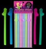 Paie multicolore Kheper Games Glow in the Dark Rainbow Naughty Straws, 6 bucati