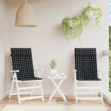 Perne scaun spatar &icirc;nalt 2 buc, negru, carouri, tesatura Oxford GartenMobel Dekor, vidaXL