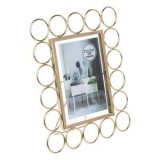 Rama foto decorativa metalica roz aurie cu suport si cercuri, 10x15 cm, CMCLASS