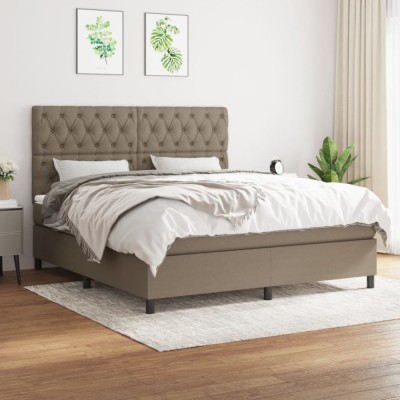 vidaXL Pat box spring cu saltea, gri taupe, 160x200 cm material textil 3142029 foto