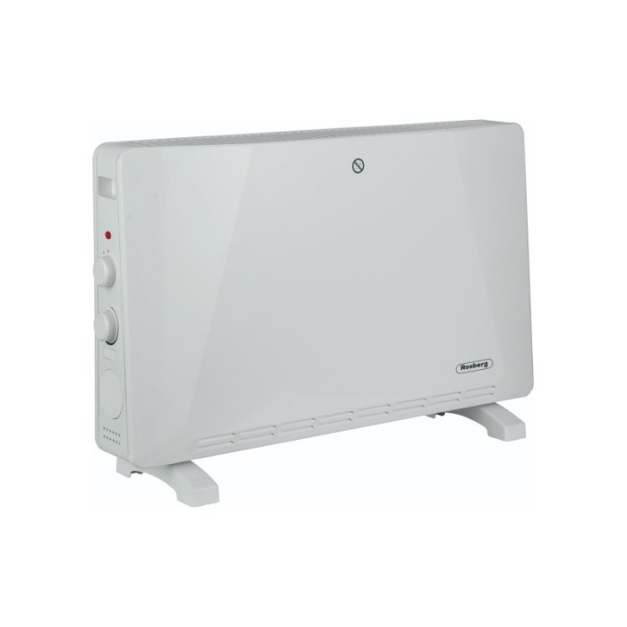 Convector electric Rosberg, 2500 W, 3 trepte de putere, TURBO, termostat reglabil, freestanding, Alb