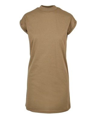 Rochie scurta pentru femei Urban Classics TB1910, guler ingust, kaki, L - OUTLET foto