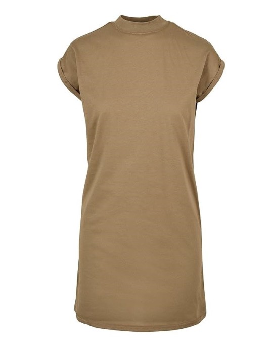 Rochie scurta pentru femei Urban Classics TB1910, guler ingust, kaki, L - OUTLET