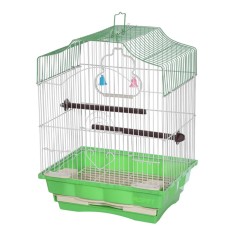 Colivie Patrata 39 x 30 x 23 cm, pentru pasari exotice, Tava Verde