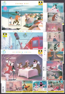 Grenada Grenadines 1992 Disney Goofy MI 1623-1634 + 3 bl. 255,256,257 MNH foto