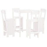 Set de bar pentru gradina, 5 piese, alb, lemn masiv de pin