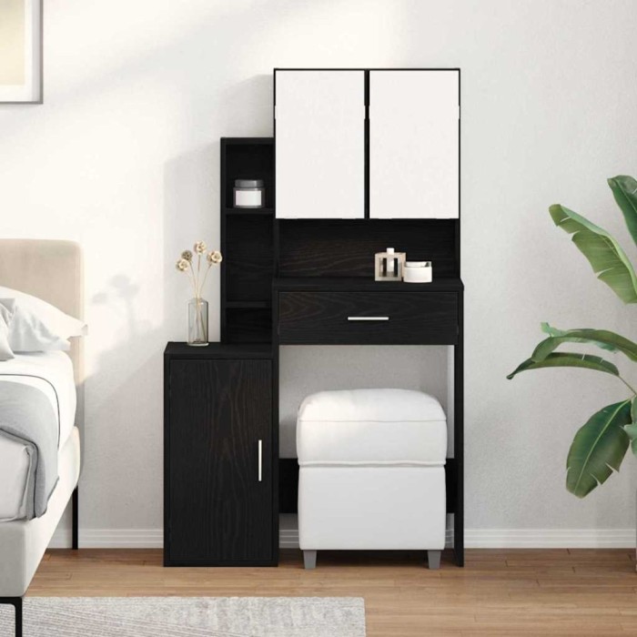 Măsuță de toaletă Stejar negru 80 x 35 x 132 cm Lemn compozit