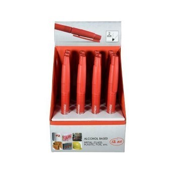 Set marker permanent Strend Pro Thin, 12 buc, subtire 2mm, rosu foto