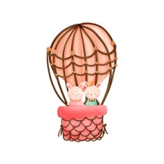 Sticker decorativ Balon cu Iepurasi, Roz, 85 cm, 3132ST foto