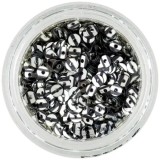 Decoraţiune pentru unghii - paiete &icirc;n formă de disc, argintii cu dungi negre, INGINAILS