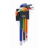 Set de imbusuri anticorozive colorate, HEX, CRV, 9 piese, Kraft