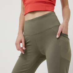 Columbia pantaloni scurti sport Windgates femei, culoarea verde, neted, high waist