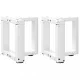 vidaXL Picioare Masuta Cafea Albe, 30x25x30 cm, Otel, 2 buc - Baza Masa Tip T, Reglabile