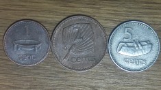 Fiji - set de colectie exotic - 1 cent + 2 + 5 cents - Elisabeta II - foarte frumoase !