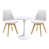 Cumpara ieftin Set dining Elijah-Gaston, Pako World, Alb-Natural, 3 piese, 60x60x74 cm
