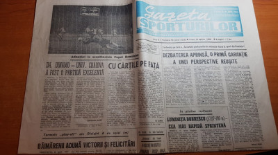 gazeta sporturilor 13 aprilie 1990-mrciul dinamo-uniersitatea craiova, foto