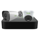 Sistem de supraveghere IP PoE Tiandy, 1 x camera turret 2MP IR 30m Microfon, 1 x camera bullet 2MP IR 50m Microfon, NVR 4 canale PoE SafetyGuard Surve