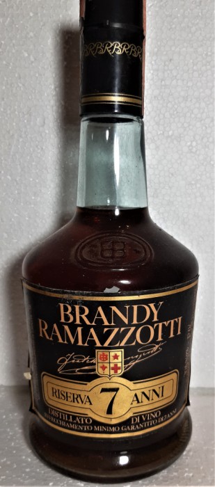 brandy, ramazzotti RISERVA 7 ANNI , CL 70 gr 42 anii 1970/80 distillato vin