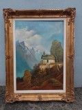 Ulei pe p&acirc;nză o lucrare foarte veche semnata, Peisaje, Realism