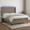 VidaXL Pat cu arcuri, saltea și LED, gri taupe, 140x190 cm, textil 3138393