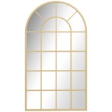HOMCOM Oglindă de perete, design tip fereastră, oglindă de hol, ramă metalică, 110 x 65 cm, Gold | Aosom Romania
