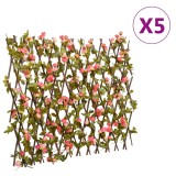 Cumpara ieftin Spalier cu iedera artificiala extensibil, 5 buc. roz 180x60 cm
