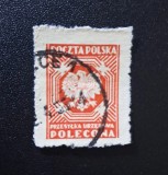 Polonia Postbelică 1945 Timbru Oficial de Serviciu pentru Corespondență Recomandată Vulturul Polonez Ștampilat - OREF1