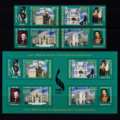 RO 2008 , LP 1813 b+e ,"Iasi-600 ani atestare doc." - serie viniete+bl. 434.MNH