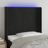 Cumpara ieftin Tăblie de pat cu LED, negru, 103x16x118/128 cm, catifea