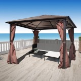 VidaXL Pavilion cu perdea, maro, aluminiu, 300 x 300 cm