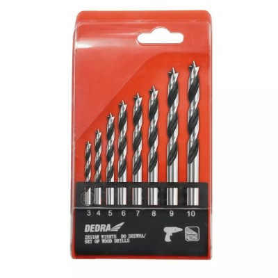 Set burghie pentru lemn 8 buc.: 3,4,5,6,7,8,9,10mm Dedra foto