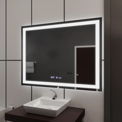 Oglinda LED Rectangulara, 100x75cm, Verite MotionGlow Marcello, Sistem Dezaburire, Ceas &amp;amp; Termometru, Dimabila ModernLight Concept foto